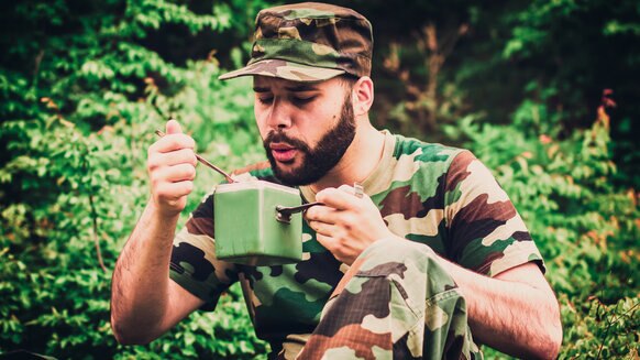 Soldier eating
