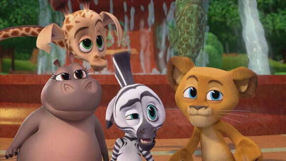 (L-R) Melman, Gloria, Marty, and Alex in Season 7 of Madagascar: A Little Wild