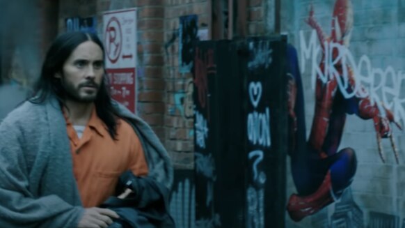 A still from the trailer for MORBIUS (2022) featuring Jared Leto as Morbius.