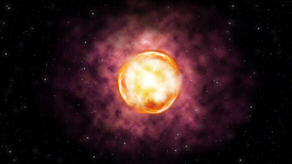 Artwork depicting the explosion of a massive star: a supernova. Credit: Gemini Observatory/NSF/AURA/ illustration by Joy Pollard
