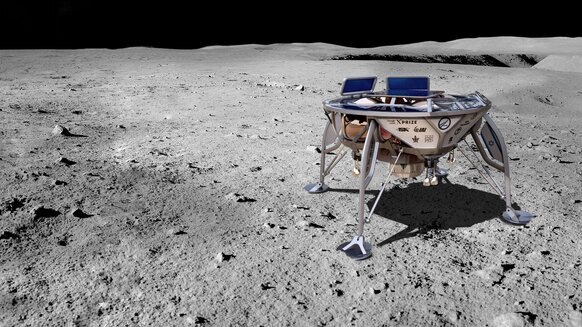 Artwork depicting the Israeli SpaceIL lunar lander Beresheet on the Moon. Credit: SpaceIL