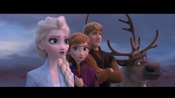 Anna, Elsa, Christof, and Sven are featured in a Frozen II publicity still