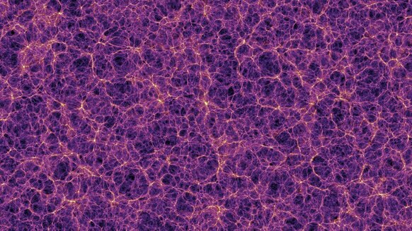 Dark matter is thought to have formed a huge web in the early Universe, like this model from a computer simulation, allowing galaxies to form along the filaments. Credit: Springel et al. / The Millennium Simulation Project