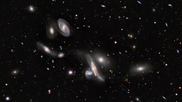 A small group of galaxies called the Copeland Septet, seen in the DESI Legacy Sky Surveys. Credit: DESI Legacy Imaging Surveys/LBNL/DOE & KPNO/CTIO/NOIRLab/NSF/AURA