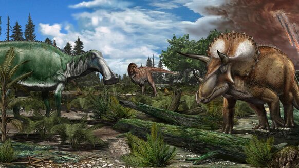 Artwork depicting the last day of the Cretaceous Period. Credit: Davide Bonadonna via Imperial College London