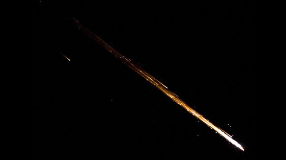 In August 2014 an astronaut on the International Space Station caught this image of the Cygnus supply vehicle Janice Voss as it burned up in re-entry. Credit: ESA / NASA