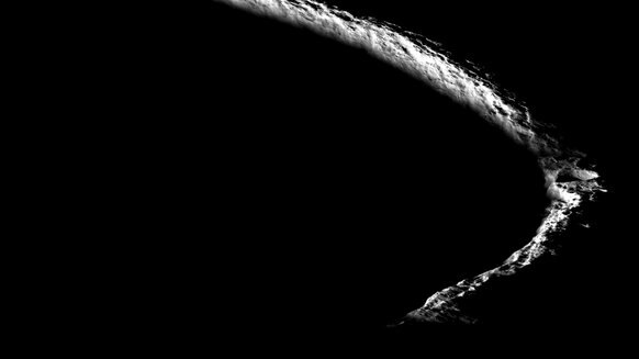 The rim of Shackleton crater, on the Moon’s south pole. Credit: NASA/GSFC/Arizona State University