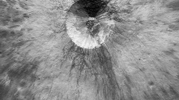 A closer view of an unnamed small crater on the Moon, seen by Lunar Reconnaissance Orbiter in late 2018. NASA/GSFC/Arizona State University