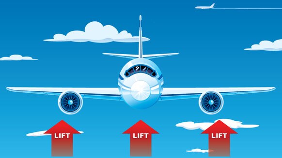 Lift is caused by red arrows pointing upwards. OK, actually it's a bit more complicated than that. Credit: NASA