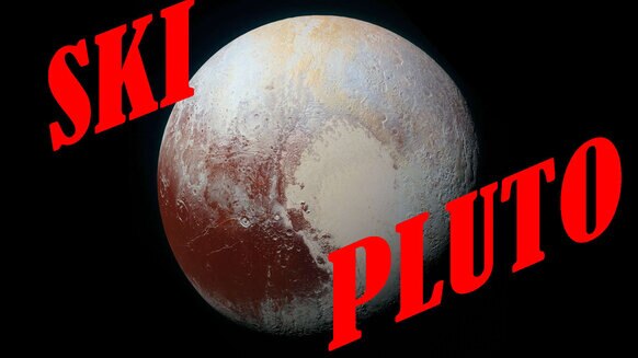 A color-enhanced mosaic of Pluto made from New Horizons images when it passed the icy world in 2015. Maybe I should make this a bumper sticker. Credit: NASA / JHUAPL / SwRI