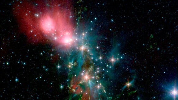 In infrared light seen by Spitzer Space Telescope, NGC 1333 shows copious young stars scattered throughout its gas. Credit: NASA/JPL-Caltech/R. A. Gutermuth (Harvard-Smithsonian CfA)