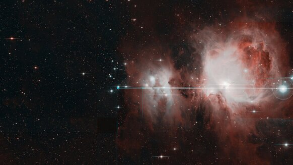 The Orion Nebula shows up in just a tiny piece of the massive Zwicky Transient Facility image of the constellation. Credit: Caltech Optical Observatories