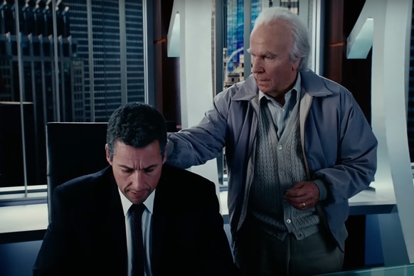 Michael (Adam Sandler) is comforted by his father (Henry Winkler) in Click (2006).