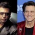 A side by side of Jeff Goldbum in Jurassic Park and Jim Carey on the red carpet