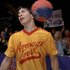 Justin (Justin Long) gets hit by a dodgeball in Dodgeball: A True Underdog Story (2004).