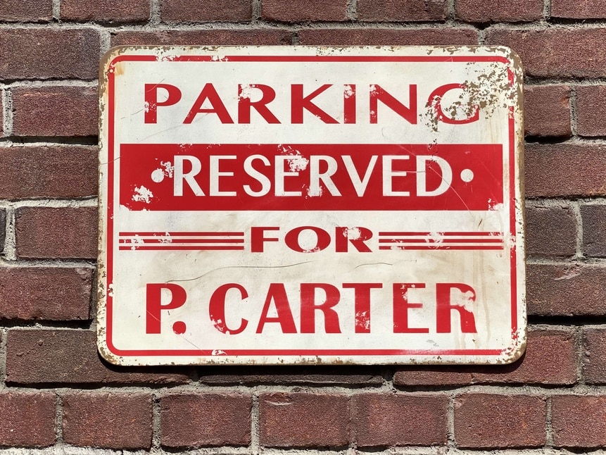 Avengers Campus Peggy Carter Parking Sign