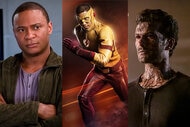 David Ramsey as John Diggle, Keiynan Lonsdale as Kid Flash, and Sendhil Ramamurthy as Bloodwork in The Flash