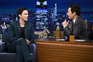 (l-r) Actor Nicholas Hoult with host Jimmy Fallon on THE TONIGHT SHOW STARRING JIMMY FALLON