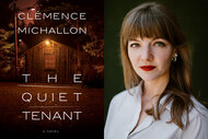 A split image of the novel "The Quiet Tenant" and its author Clemence Michallon