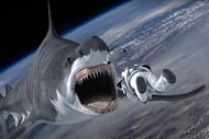 A shark eating an astronaut in Sharknado 3: Oh Hell No! (2015)