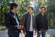 (l-r) Nicholas Gonzalez as Levi, Jon Seda as Dr. Sam, and Eoin Macken as Gavin