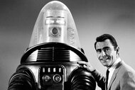 Rod Serling touches Robby the Robot.