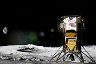 An illustration of the IM-1 on the Moon.