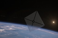 A solar sail in space.
