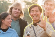 George Takei in Beam Me Up, Sulu documentary, doing a Vulcan salute while on the set of the 1985 fan movie.