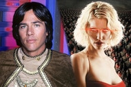 Richard Hatch as Apollo Adama side by side with Tricia Helfer as the Cylon Six.