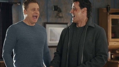 Harry Vanderspeigle and Joseph Raini laugh together on Resident Alien Episode 308.