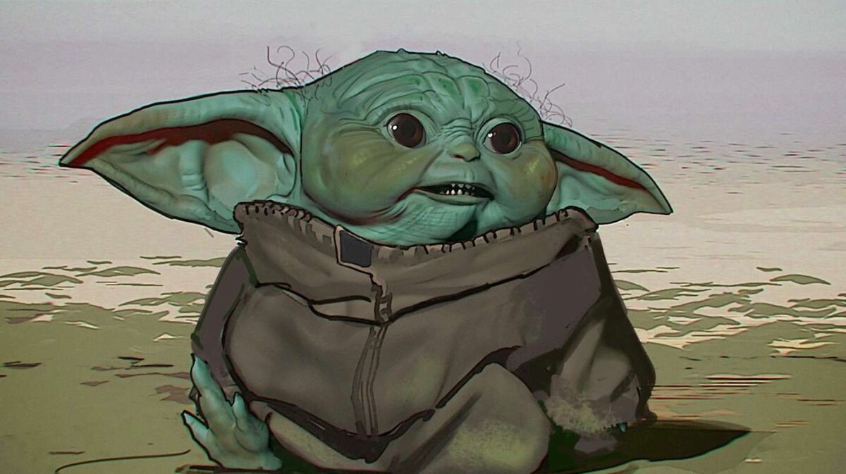 Copy Of Original Star Wars Artwork The Mandalorian Yoda Holding Baby Yoda