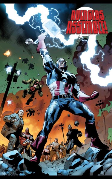 Captain America wields Mjolnir in Fear Itself #7