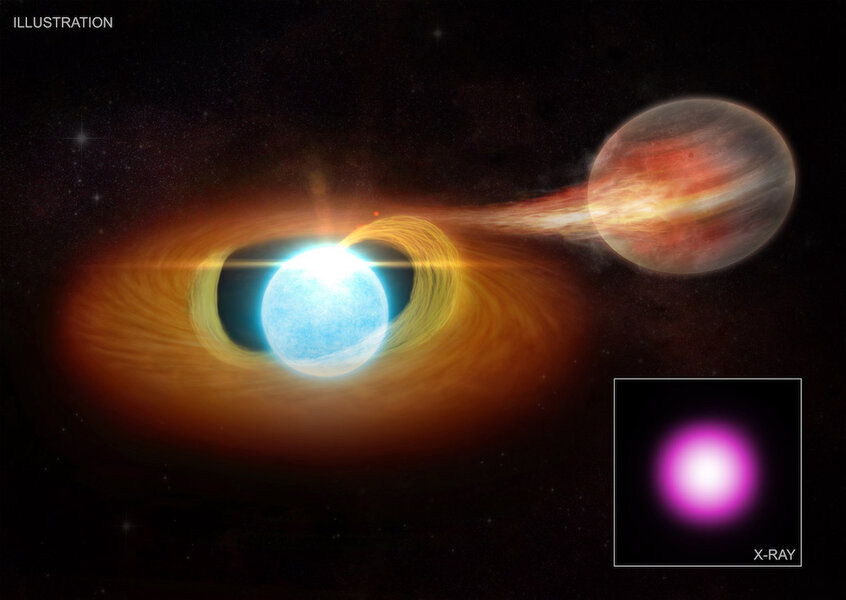 Artwork of a white dwarf eating a planet