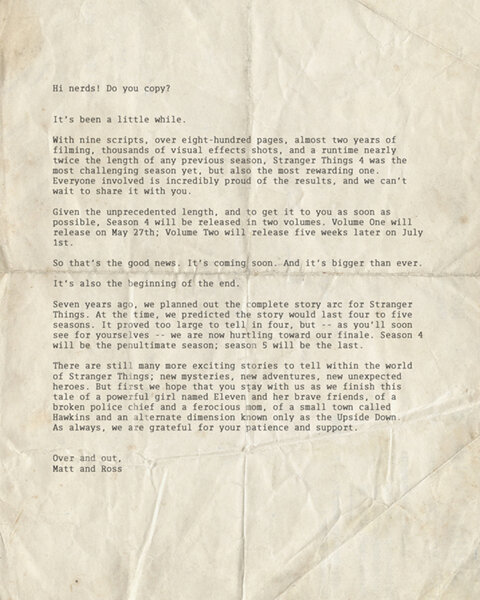 Stranger Things 4 Letter PRESS