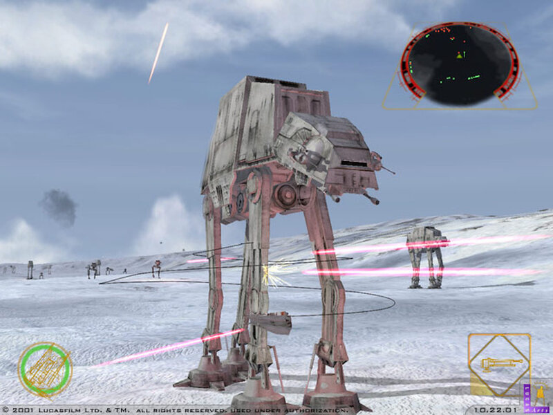 A screengrab from the game Star Wars Rogue Leader: Rogue Squadron 2