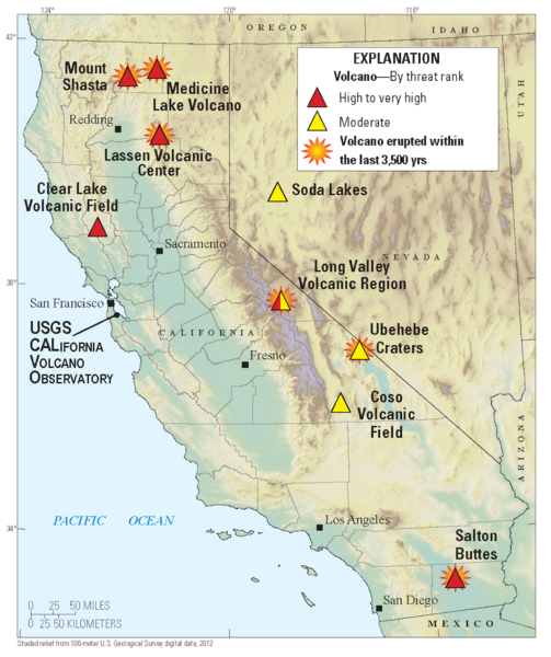California Nevada Volcanoes Map