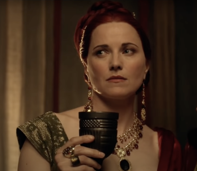 Lucy Lawless as Lucretia in Spartacus: Vengeance