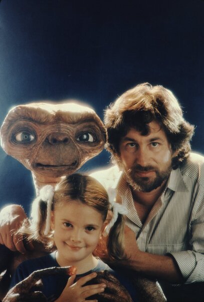 Steven Spielberg and Drew Barrymore with E.T.