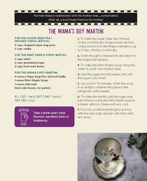 A recipe for "Mama's Boy Martini" from The Horror Movie Night Cookbook by Richard S. Sargent