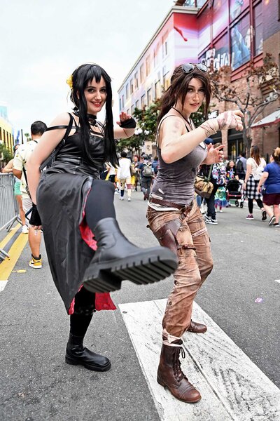 Yor Forger and Laura Craft cosplayers attend SDCC 2023 Day 4