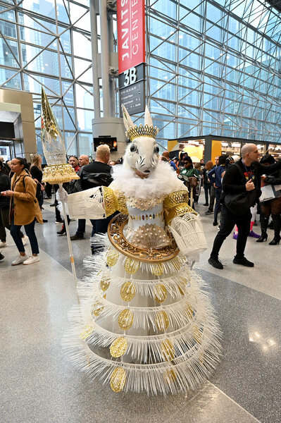 A cosplayer dressed as a rabbit queen poses during New York Comic Con 2023 - Day 3 at Javits Center.