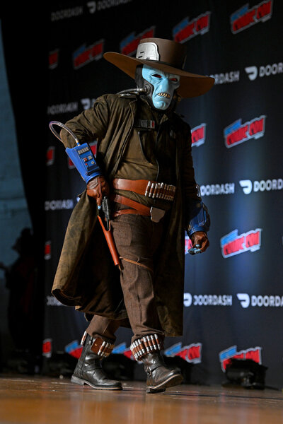 A cosplayer poses as Cad Bane at the Cosplay Central Costume Showcase during New York Comic Con 2023 - Day 4 at Javits Center.