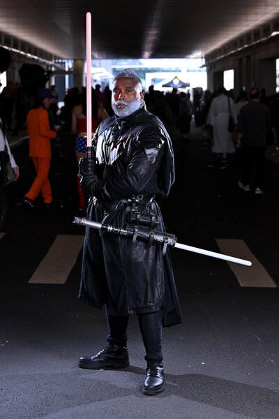 A cosplayer posing as an original Star Wars character attends New York Comic Con 2023 - Day 4 at Javits Center.