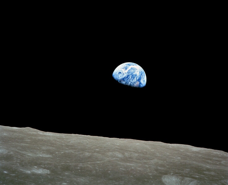 One of the most famous and important photographs ever taken from space: Earthrise, by Apollo 8 Lunar Module Pilot Bill Anders on December 24, 1968. Credit: NASA