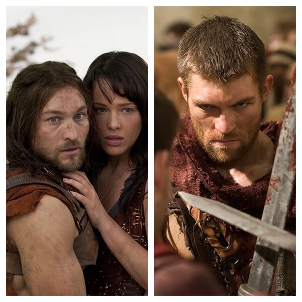 Liam McIntyre and Andy Whitfield in Spartacus