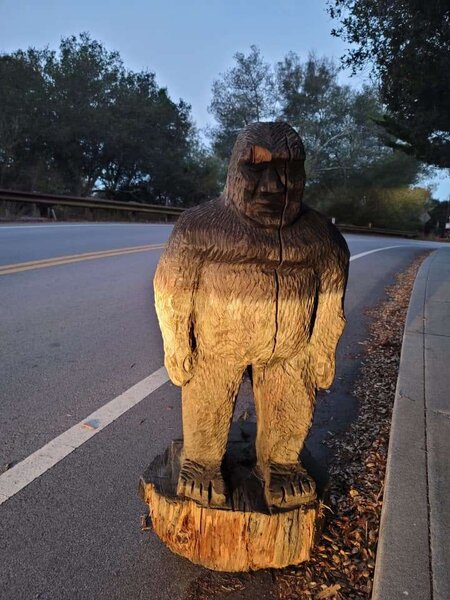 Bigfoot statue close-up'