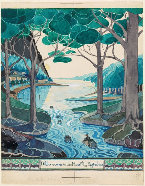The Hobbit watercolor - The Morgan exhibition