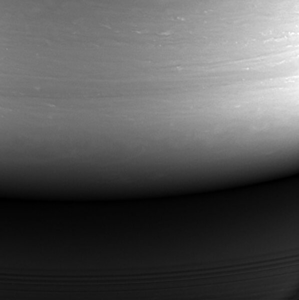 The actual last image Cassini took of Saturn before its final plunge. This was taken on September 14, 2017 when the spacecraft was 634,000 kilometers above the cloud tops. Credit: NASA/JPL-Caltech/Space Science Institute