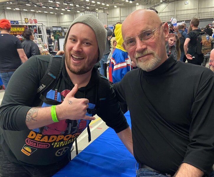 Justin Bennett (@comictalks), pictured with Jim Starlin, has been running live comic book auctions for over two years. [Credit: Justin Bennett]